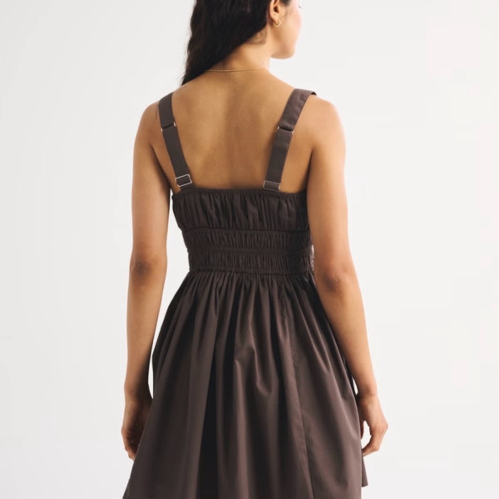 Abercrombie & Fitch Brown Smocked Midi Dress - Picture 3 of 3